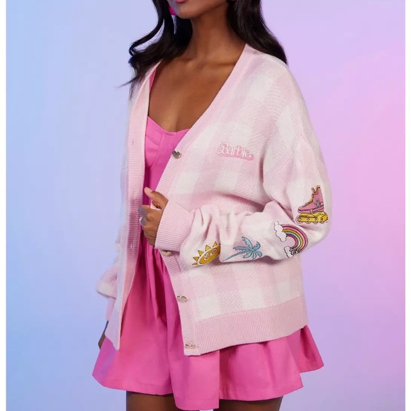 Barbie Sweaters - Hot Topic Barbie The Movie Pink Sweater S/M